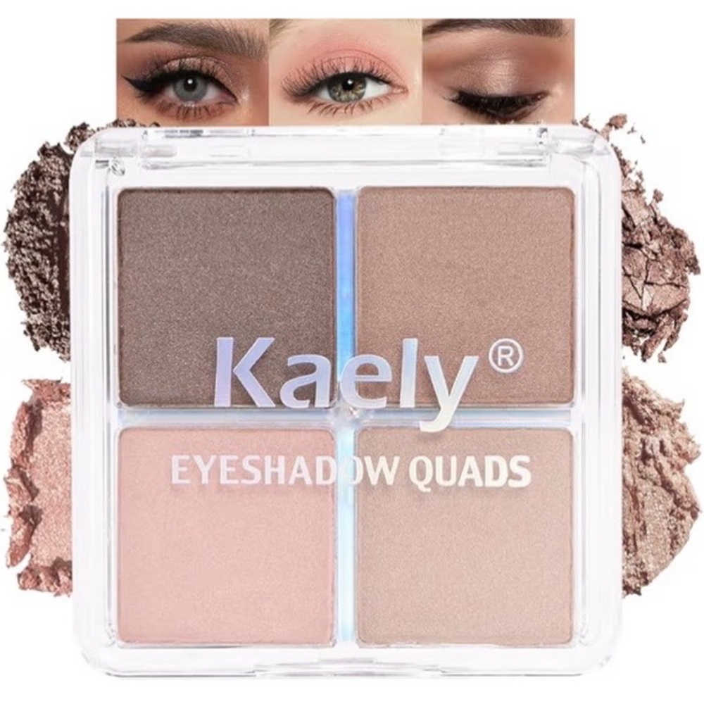 Kaely Powder Eyeshadow Quad, Sheerly Nude Glitter Eyeshadow Palette Makeup, 
NEW